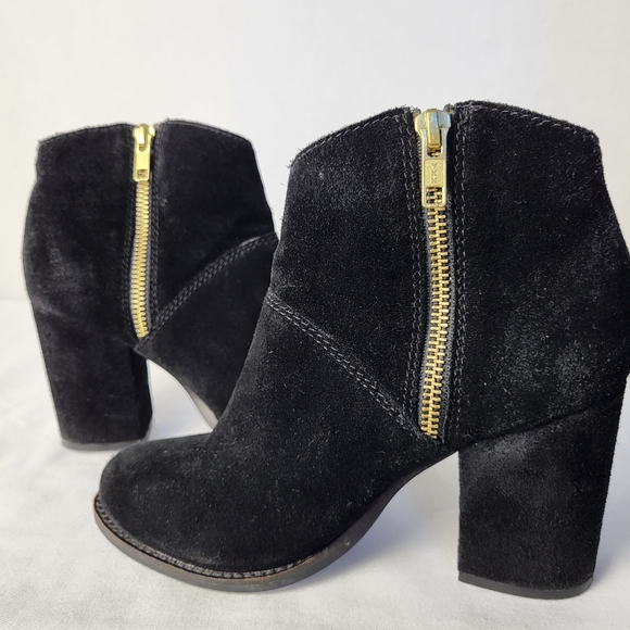 Steve Madden black suede ankle boots, block heel, round toe, and zipper Sz 36 - Picture 7 of 11